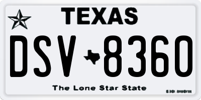 TX license plate DSV8360