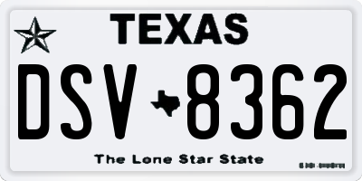 TX license plate DSV8362