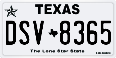 TX license plate DSV8365