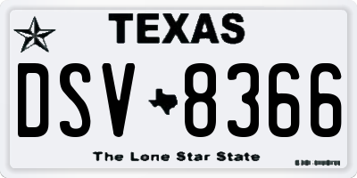 TX license plate DSV8366