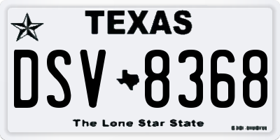 TX license plate DSV8368
