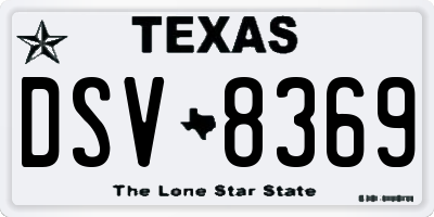 TX license plate DSV8369