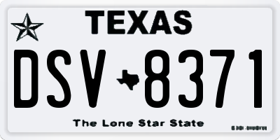 TX license plate DSV8371