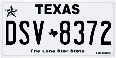 TX license plate DSV8372