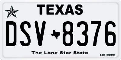 TX license plate DSV8376
