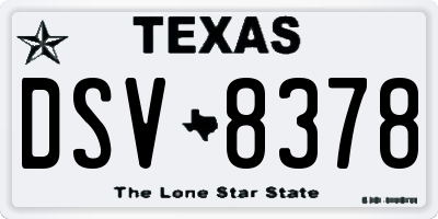 TX license plate DSV8378