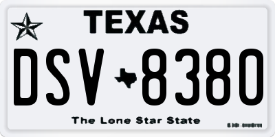 TX license plate DSV8380
