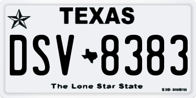 TX license plate DSV8383