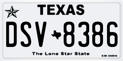 TX license plate DSV8386
