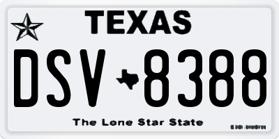 TX license plate DSV8388