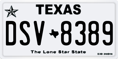 TX license plate DSV8389
