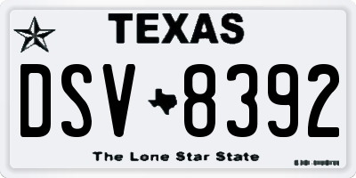 TX license plate DSV8392