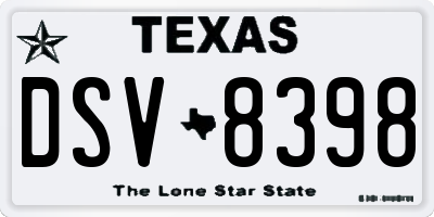 TX license plate DSV8398