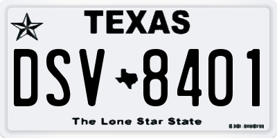 TX license plate DSV8401