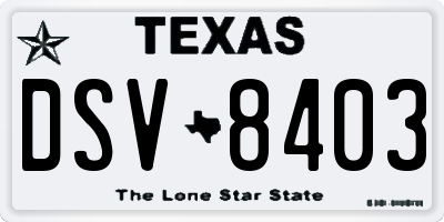TX license plate DSV8403