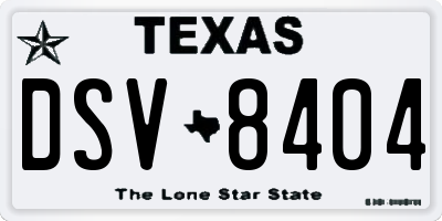 TX license plate DSV8404
