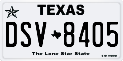 TX license plate DSV8405