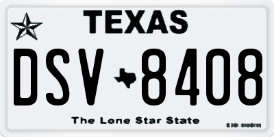 TX license plate DSV8408