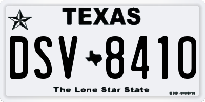 TX license plate DSV8410