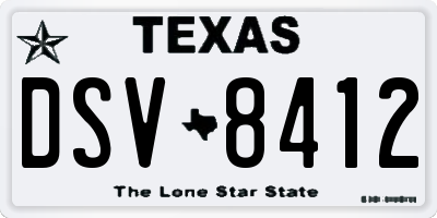 TX license plate DSV8412