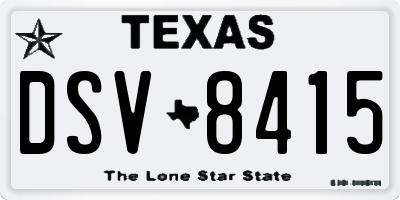 TX license plate DSV8415