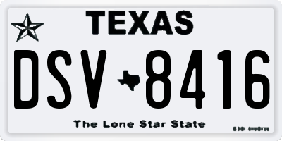 TX license plate DSV8416