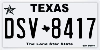 TX license plate DSV8417