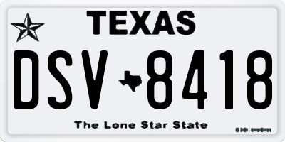 TX license plate DSV8418