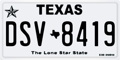 TX license plate DSV8419