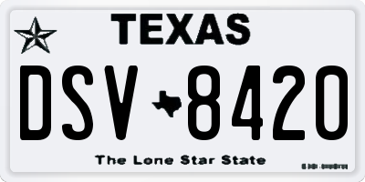 TX license plate DSV8420