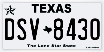 TX license plate DSV8430