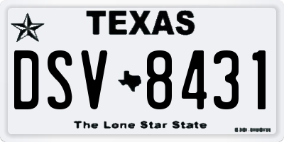 TX license plate DSV8431