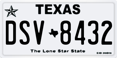 TX license plate DSV8432