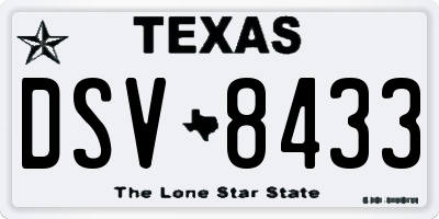 TX license plate DSV8433