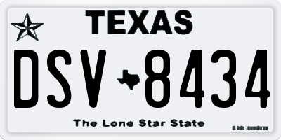 TX license plate DSV8434