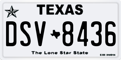 TX license plate DSV8436