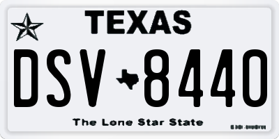 TX license plate DSV8440
