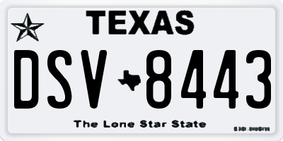 TX license plate DSV8443