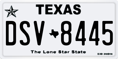TX license plate DSV8445