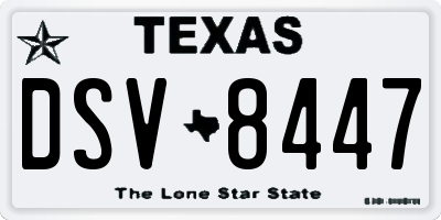 TX license plate DSV8447