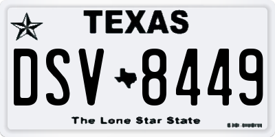 TX license plate DSV8449