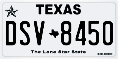 TX license plate DSV8450