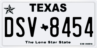 TX license plate DSV8454