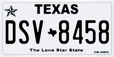 TX license plate DSV8458