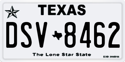 TX license plate DSV8462