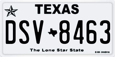 TX license plate DSV8463