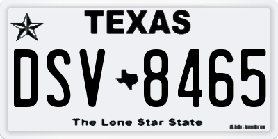 TX license plate DSV8465
