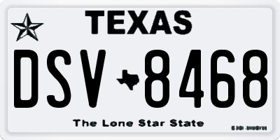 TX license plate DSV8468