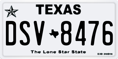 TX license plate DSV8476