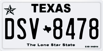 TX license plate DSV8478